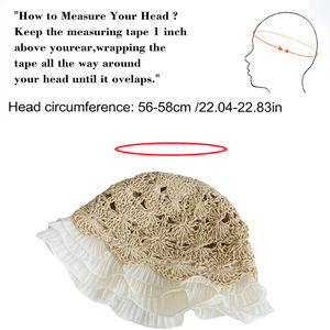 Chapeau <span class=keywords><strong>de</strong></span> paille ajouré tressé à la main avec bordure <span class=keywords><strong>en</strong></span> dentelle, idéal pour la plage et les fêtes – Promotion spéciale - Product Image 2