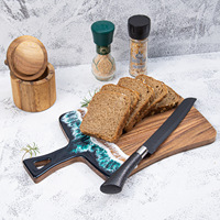 Planche à découper en bois d'acacia artisanal en résine Ocean Wave Assiette à steak en bois massif et planche à pain aux fruits pour la cuisine à usage domestique