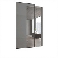 Kit de quincaillerie moderne pour porte coulissante en verre sans cadre, système de rail dissimulé minimaliste pour salle de bain, chambre et cuisine