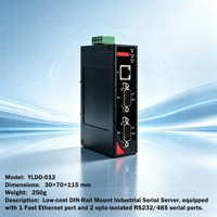 Convertisseur Ethernet RS485 sur rail DIN industriel YLDD-012, 1 port RS232/485 TCP/UDP, serveur/client Modbus RTU/ASCII, double alimentation