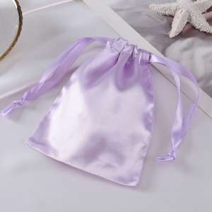 Sac de rangement pour perruques en satin OEM d'usine, petite pochette de luxe en satin de soie, pochette à cordon en satin pour cheveux - Product Image 5