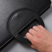 Maletín de Negocios de Cuero A4 en Stock, Portafolio con Asa Integrada y Organizador con Cremallera, Directo de Fábrica para Reuniones Ejecutivas