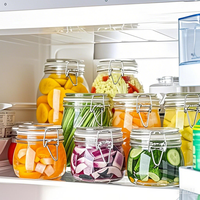 Bocal en verre hermétique avec couvercles à boucle, écologique, portable, capacité de 150 ml, récipient de stockage alimentaire pour la cuisine, la mise en conserve, les céréales, les pâtes