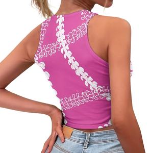 Top corto sexy de mujer polinesia de suministro de fábrica personalizado, camiseta sin mangas corta de estilo vintage con cuello redondo, chaleco trasero sin mangas - Product Image 5