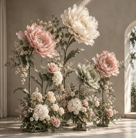 Y-036 Ensemble de fleurs artificielles géantes de luxe, vert sauge, rose blush, blanc, grandes décorations florales pour mariage, décor de toile de fond personnalisé pour événements