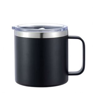 Gobelet isotherme en acier inoxydable à double paroi avec poignée et couvercle, personnalisable avec logo, pour le camping, 12 oz et 14 oz - Product Image 5