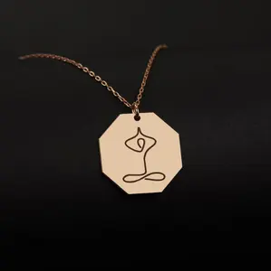 Neues Produkt 18 Karat Gold Edelstahl Spirituelle Halskette Hochglanz polierter einfacher Yoga Symbol Schmuck