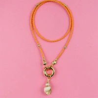 Collar de Acero Inoxidable para Mujer, Chapado en Oro, con Colgante de Cuentas de Arroz, Estilo Playa, para Fiestas