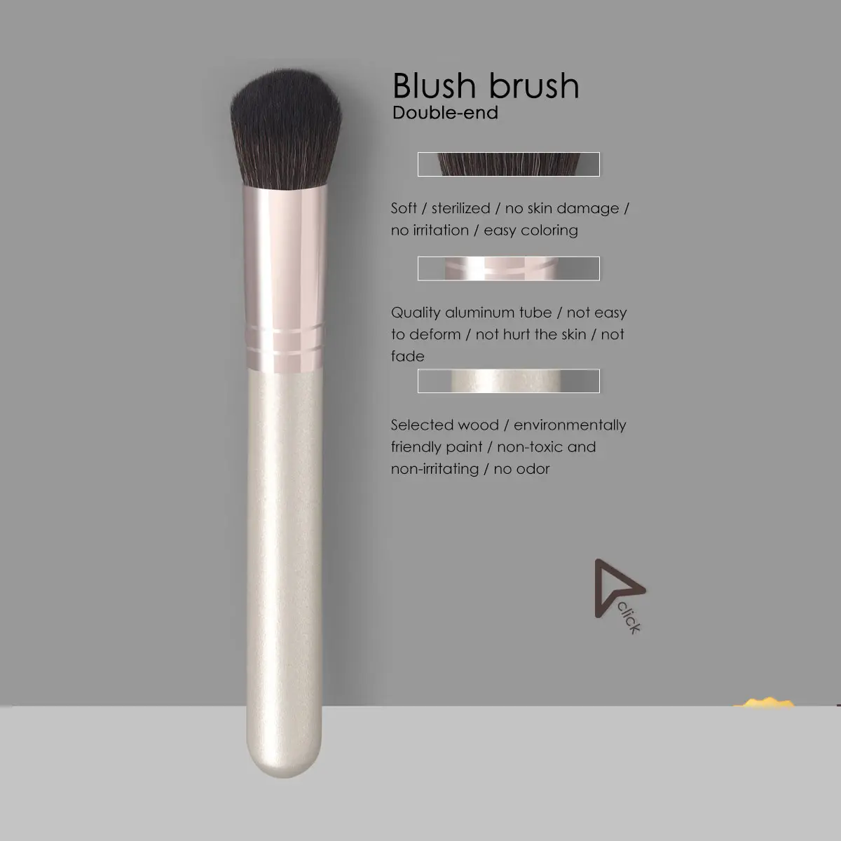 4Pcs Travel Makeup Brush Beauty Sponge Single Champagne Blush Eyebrow scraper Flat Head Powder Blusher Makeup Brush With Bag