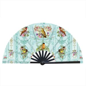 Éventail en plastique peint écologique de 33 cm, style Japandi, avec motif floral sculpté, idéal pour les événements sportifs et les fêtes (vente en gros) - Product Image 1