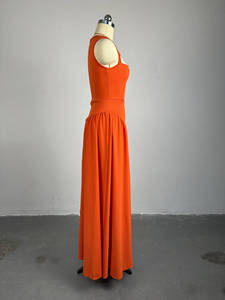 <span class=keywords><strong>Robe</strong></span> longue évasée sans manches <span class=keywords><strong>orange</strong></span> vif pour femme, avec découpes, idéale pour les soirées et les occasions formelles - Product Image 3