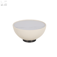 Table d'appoint ronde de style américain simple, table de salon de luxe, table basse en cuir et pierre frittée pour la maison