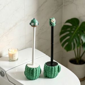 Ensemble de brosses WC mignonnes en forme de <span class=keywords><strong>cactus</strong></span> avec support – Outil de nettoyage pour salle de bain domestique – Fournitures de nettoyage WC - Product Image 1