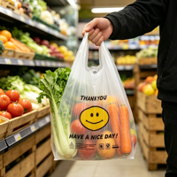 Sacs de courses en plastique personnalisés de 30, 60 et 90 litres avec poignées pour supermarchés et épiceries, emballage en gros