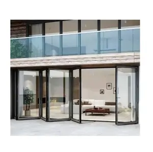 LongTai porta pieghevole in alluminio su misura impermeabile esterno in vetro patio scorrevole bi porta pieghevole porta in vetro