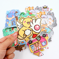 Pas de quantité minimale de commande dessin animé découpé Logo étiquette autocollants personnalisé adhésif vinyle PVC découpé autocollants 100 pièces