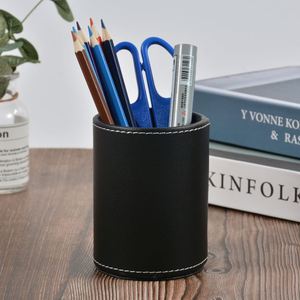 Pen and Pencil Holder for <b>Desk</b> Leather Wooden Pen Holder for Organized Must-Have Pen Holder for Your Desktop - Product Image 2