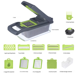 Picadora y rebanadora <span class=keywords><strong>de</strong></span> verduras multifunción 15 en 1, cortador <span class=keywords><strong>de</strong></span> cocina <span class=keywords><strong>de</strong></span> acero inoxidable, <span class=keywords><strong>rallador</strong></span> <span class=keywords><strong>de</strong></span> cebolla y patata, utensilios <span class=keywords><strong>de</strong></span> cocina para el hogar - Product Image 1