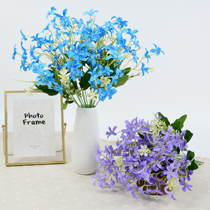 Bouquet de lys artificiels en cristal Dongchen, bleu et violet, fleurs en soie pour la décoration de la maison et des mariages - Product Image 1