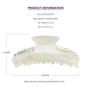 Vente en gros de pinces à cheveux personnalisées en acétate de cellulose marbrée <span class=keywords><strong>pince</strong></span> à cheveux blanche <span class=keywords><strong>perle</strong></span> en acétate de grande taille <span class=keywords><strong>pour</strong></span> femmes - Product Image 2