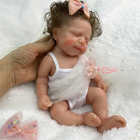 Poupée Reborn en Silicone de 12 Pouces, Fabrication Personnalisée, Poupée Reborn aux Yeux Fermés avec Cheveux Bruns et Ensemble d'Accessoires, Vente en Gros Transfrontalière
