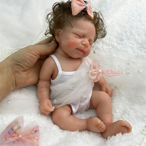 Produsen Boneka Bayi Reborn Silikon 12 Inci, Boneka Reborn Mata Tertutup Custom dengan <span class=keywords><strong>Set</strong></span> Aksesoris Rambut Cokelat, Grosir Lintas Negara - Product Image 3