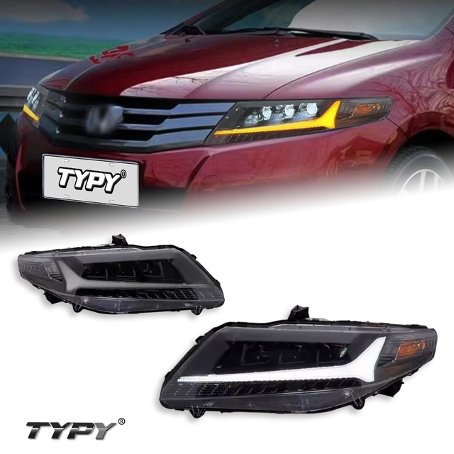 For Honda City 2008-2014 Headlight Assembly: City Conversion LED Projector DRLs with Sequential Turn Signals