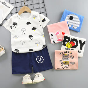 All'ingrosso buon prezzo estivo per bambini in puro cotone manica corta 2 pz set <span class=keywords><strong>di</strong></span> vestiti per bambini - Product Image 4