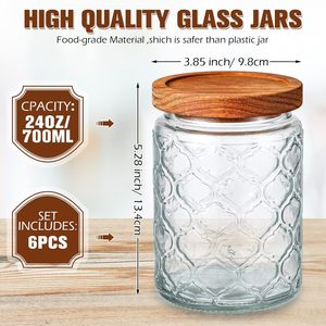 Factory Borosilicate Glass Spice <b>Jar</b> Frosted Glass Food <b>Storage</b> Container <b>Jar</b> With Airtight Acacia Lid <b>for</b> <b>Kitchen</b> Spice Srorage - Product Image 2