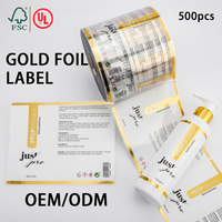 Étiquettes dorées à chaud en rouleau pour emballages de cosmétiques, soins de la peau, flacons pompe, autocollants de logo pour emballage