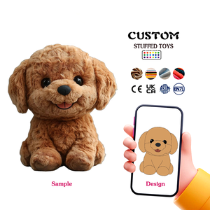 Adorable chiot brun en peluche personnalisé, vente directe d'usine, tissu doux, rembourrage en coton PP, jouet en peluche personnalisable - Product Image 1