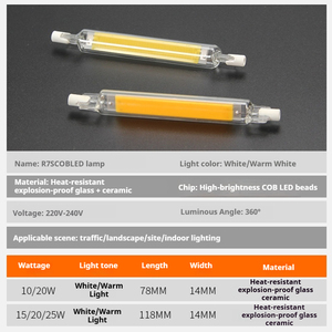 Bán nóng dẫn R7S COB đèn bóng đèn 20W 10W 118mm ống thủy tinh 5W 78mm đôi đã kết thúc <span class=keywords><strong>Dimmable</strong></span> Trắng 2700-6500K - Product Image 4