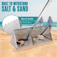 Râteau attrape-puces de plage en acier inoxydable 304 de qualité industrielle et bricolage avec panier large et poignée robuste OEM/ODM