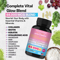 Complément Beauté Acide Hyaluronique Collagène Capsules Vital Glow Blend Biotine Kératine Améliore l'Élasticité de la Peau Anti-Âge Adulte 90