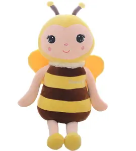 模糊蜜蜂毛绒动物微笑脸和黄色翅膀蜜蜂毛绒玩具枕头漂亮甜蜜的礼物选择儿童