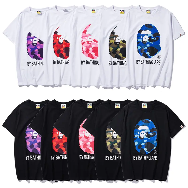 New Fashion Men's Casual T-shirt Multicolor Ape Printing Loose Round Neck Short Sleeve T-shirt