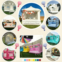 Château gonflable multifonctionnel Happy Castle, arc-en-ciel pastel, piscine à balles, 12 personnes, 10,8 x 10,5 pieds, matériau Oxford, gonflable, installation facile