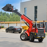 Mini-chargeuse chinoise 4x4 diesel à roues, hydraulique, pour travaux de terrassement, avec godet de préhension agricole et flèche de chargement