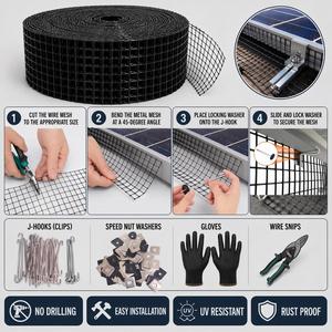 Kit de Malla de Acero Recubierta de PVC de 1/2" y 100 pies para Protección de Paneles Solares y Techos Contra Pájaros y Palomas - Product Image 3