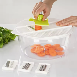 Ensemble de salade multifonctionnel en plastique 7 en 1, 4L, avec essoreuse à salade manuelle, égouttoir, trancheuse à main, design de trancheuse à séchage rapide - Product Image 4