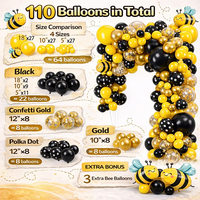 Ensemble de décoration pour fête d'anniversaire sur le thème de l'abeille, 202 pièces, ballons, toile de fond, vaisselle, kit de fête sur le thème de l'abeille tout-en-un pour les anniversaires en intérieur et en extérieur