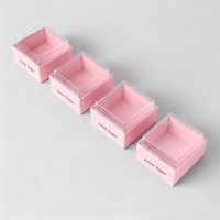 Boîte d'emballage transparente de qualité alimentaire recyclable rose pour gâteau, chocolat, macaron, beignet, dessert, boîte en papier