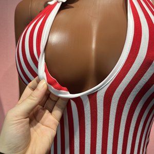 Nuova Tuta Intera da Donna Retrò a Righe con Scollo Incrociato e <span class=keywords><strong>Schiena</strong></span> <span class=keywords><strong>Scoperta</strong></span>, Tuta Aderente Sexy Stile Street Europeo e Americano - Product Image 3