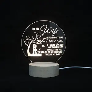 Kişisel özel Led gece lambası kurulu USB ahşap Led ışık tabanı akrilik ruh lambası çocuklar için
