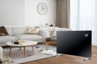 Chauffage infrarouge à panneau plat en verre mural ou sur pied avec interrupteur tactile électrique, classe A+++ d'efficacité énergétique pour la maison et l'hôtel