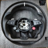 Volant en cuir semi-perforé pour Audi A3 A4 A5 A6 C6 C7 C8 B8 B9 RS3 RS5 RS7 S3 S4 S5 Q3 Q5 Q8 Accessoires de voiture