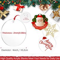 Ornements en acrylique transparent de 4 pouces - 30 pièces, disques circulaires vierges avec trou, décoration de Noël et pour projets d'artisanat en vinyle