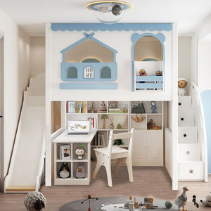 Giường tầng trẻ em thiết kế mới JS FURNITURE, có thể tháo rời, dành cho 4 trẻ, nội thất phòng ngủ, giường tầng có thể giấu đồ, kèm cầu trượt và cầu thang có ngăn chứa đồ - Product Image 4