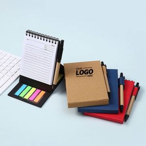 Custom 3D Sticky Notes and Spiral Kraft <b>Notebook</b> Combo Repositionable Memo Set with Logo Printing for Business Promotions - Product Image 1