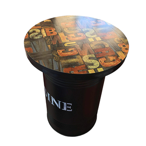 Table de <span class=keywords><strong>bar</strong></span> d'extérieur de qualité supérieure, table de <span class=keywords><strong>bar</strong></span> en fût de fer et chaises avec plateau en bois - Product Image 4